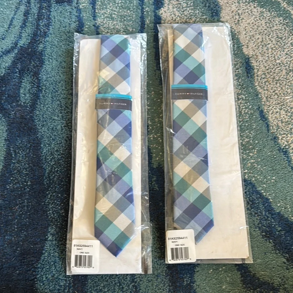 New, Kids Tommy Hilfiger Blue Plaid Tie